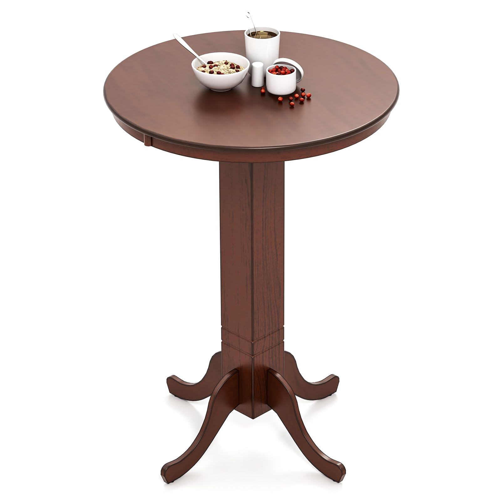 Giantex 30” Round Bar Table, Dining Table with Rubber Wood Frame