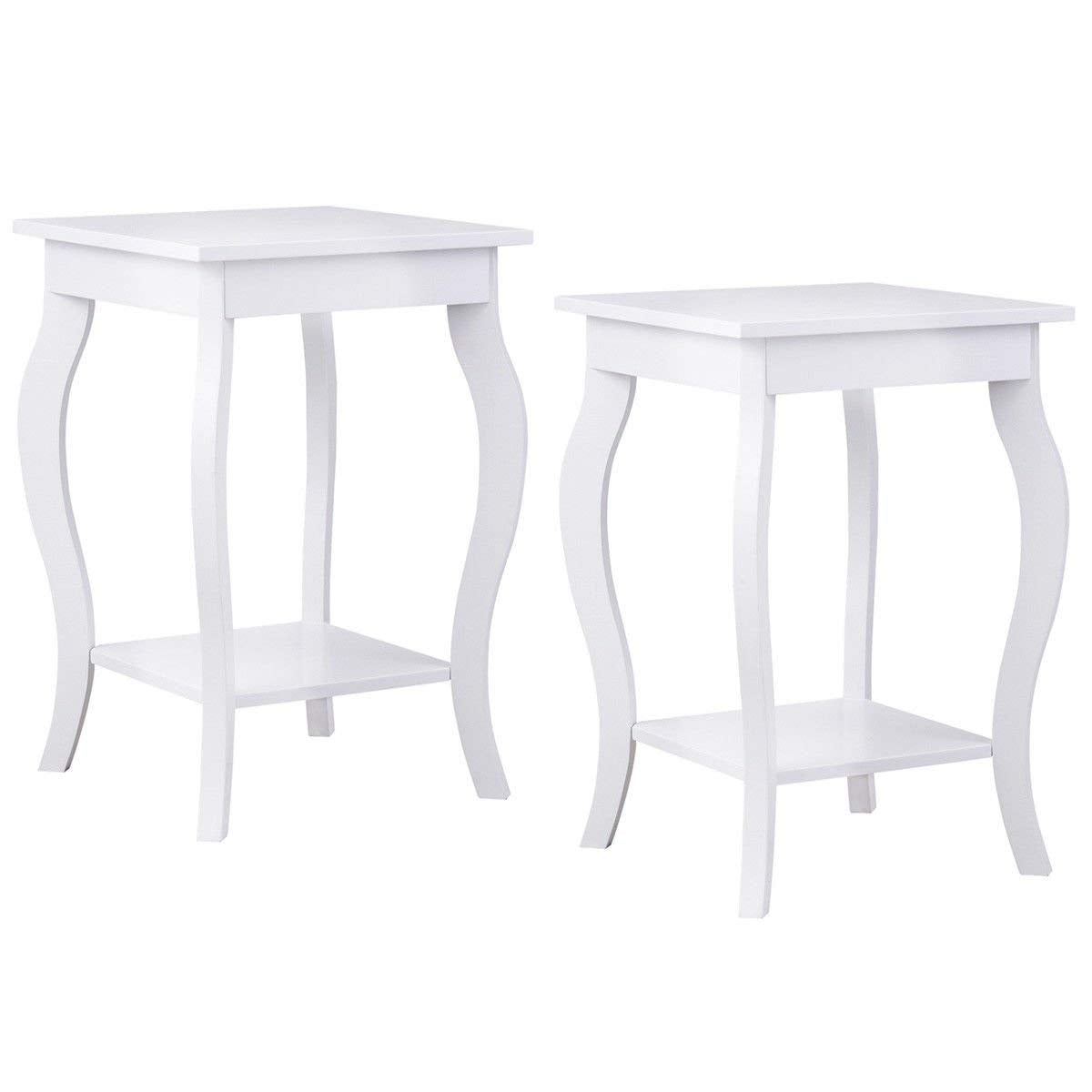 16" End Table W/Storage & Shelf Curved Legs Home Furniture for Living Room