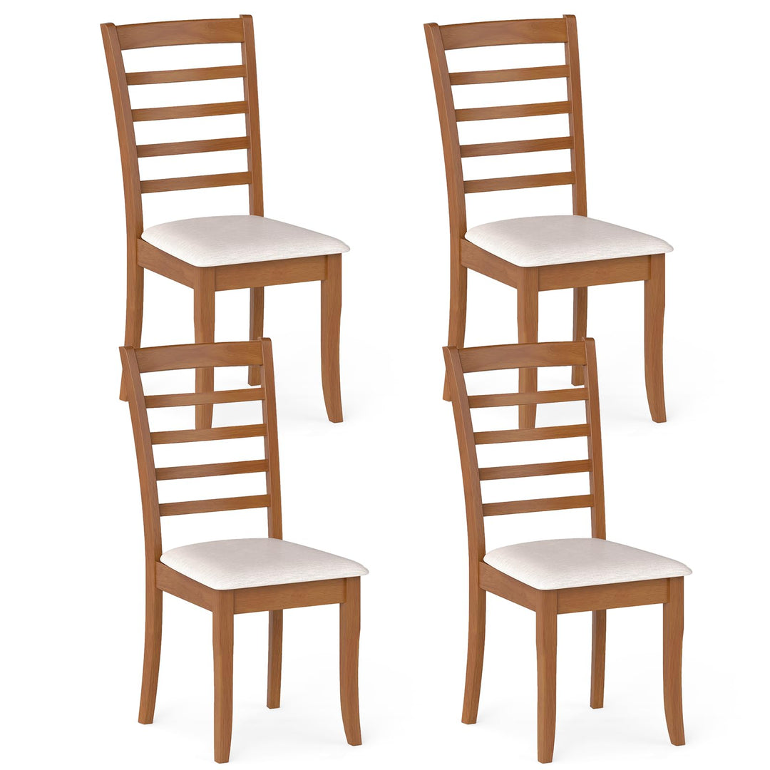 Giantex Wooden Dining Chair Set of 2 or 4 w/Rubber Wood Legs High Slatted Backrest