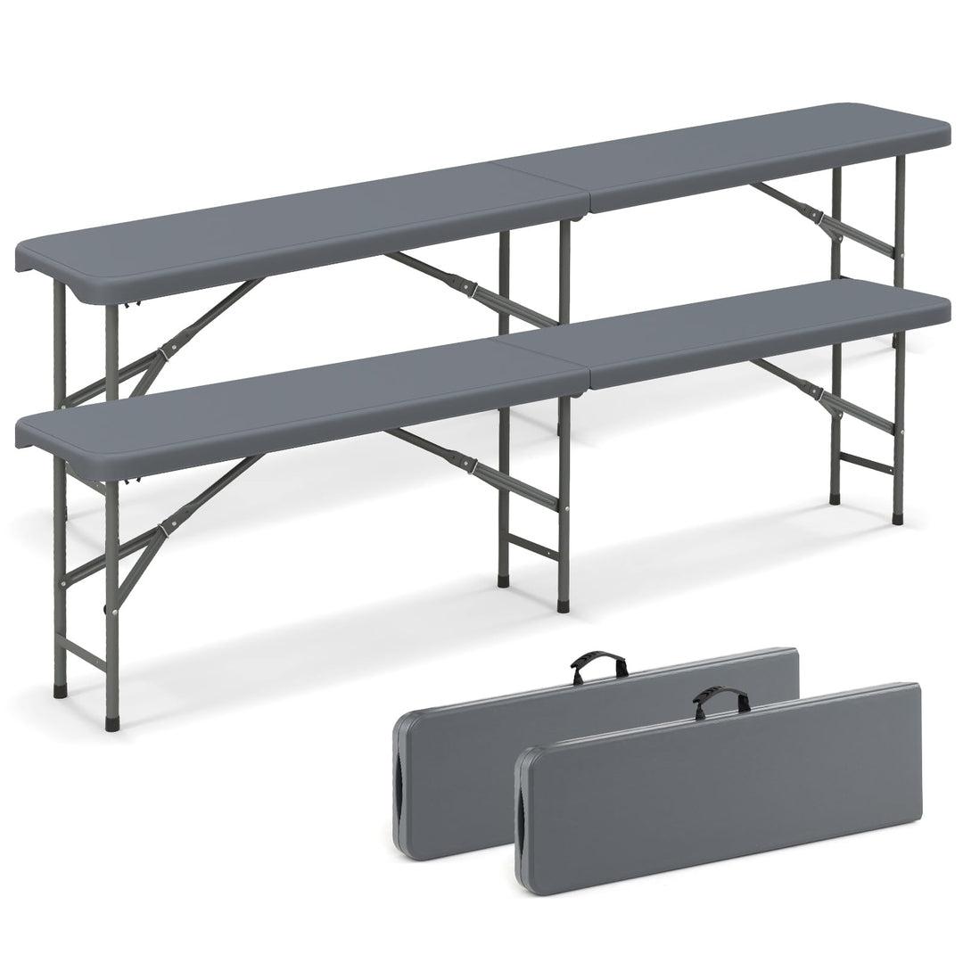 Giantex 6 FT Plastic Folding Bench, HDPE Portable Seat w/Metal Legs