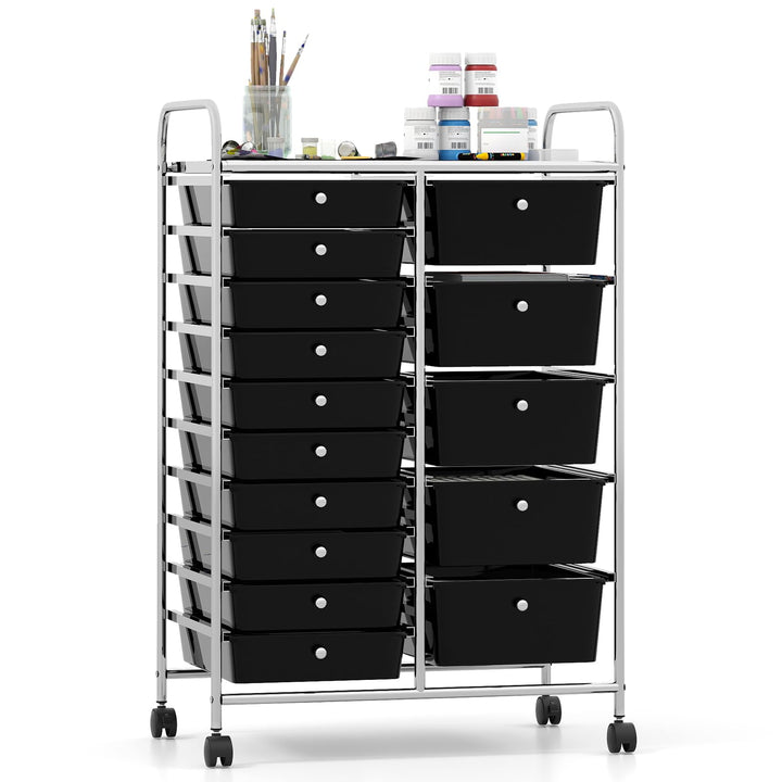Giantex Rolling Storage Cart 15-Drawer Trolley with Chrome Plated Metal Frame