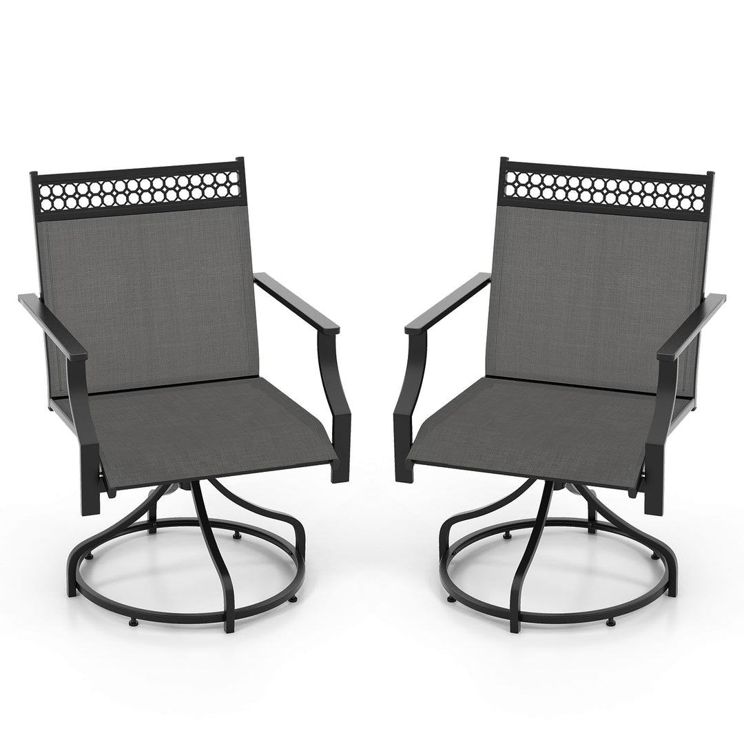 Giantex Swivel Outdoor Chairs,  Patio Dining Chairs, Round Steel Base