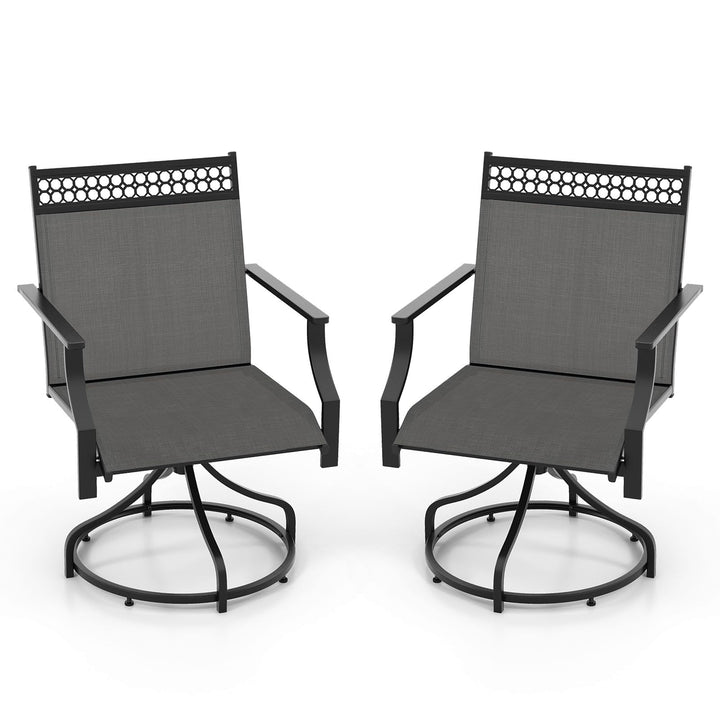 Giantex Swivel Outdoor Chairs,  Patio Dining Chairs, Round Steel Base