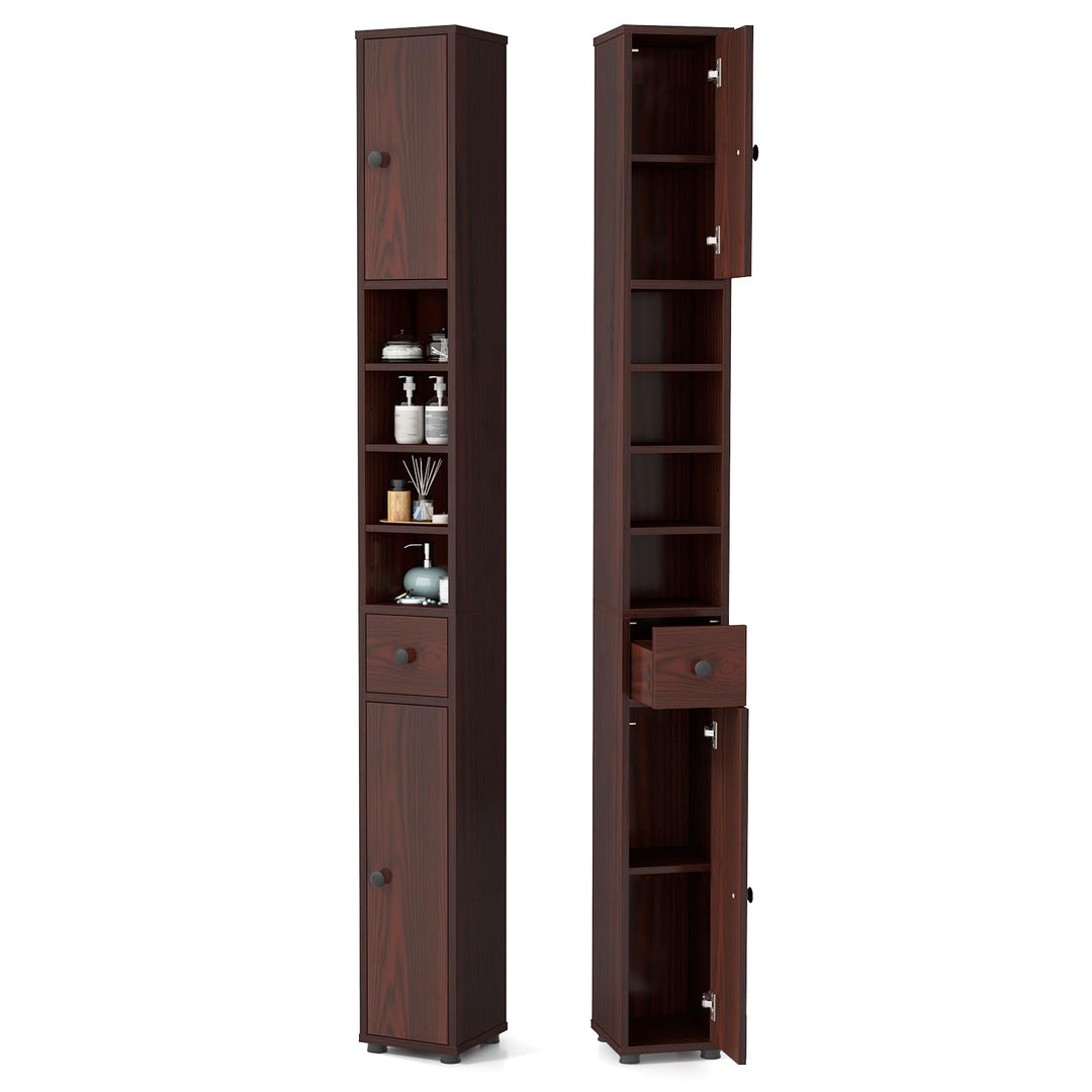 Giantex Slim Bathroom Storage Cabinet - 71" Tall Narrow Floor Cabinet Cupboard with 2 Doors