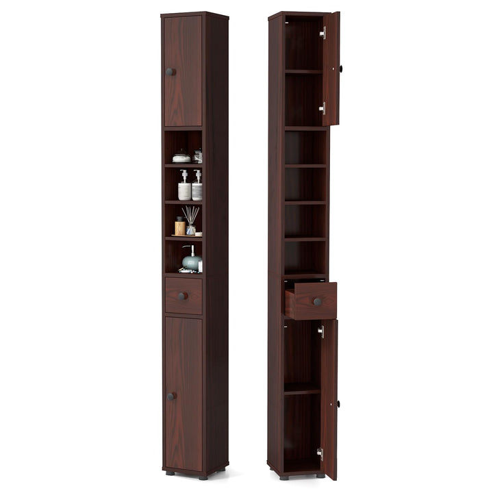 Giantex Slim Bathroom Storage Cabinet - 71" Tall Narrow Floor Cabinet Cupboard with 2 Doors