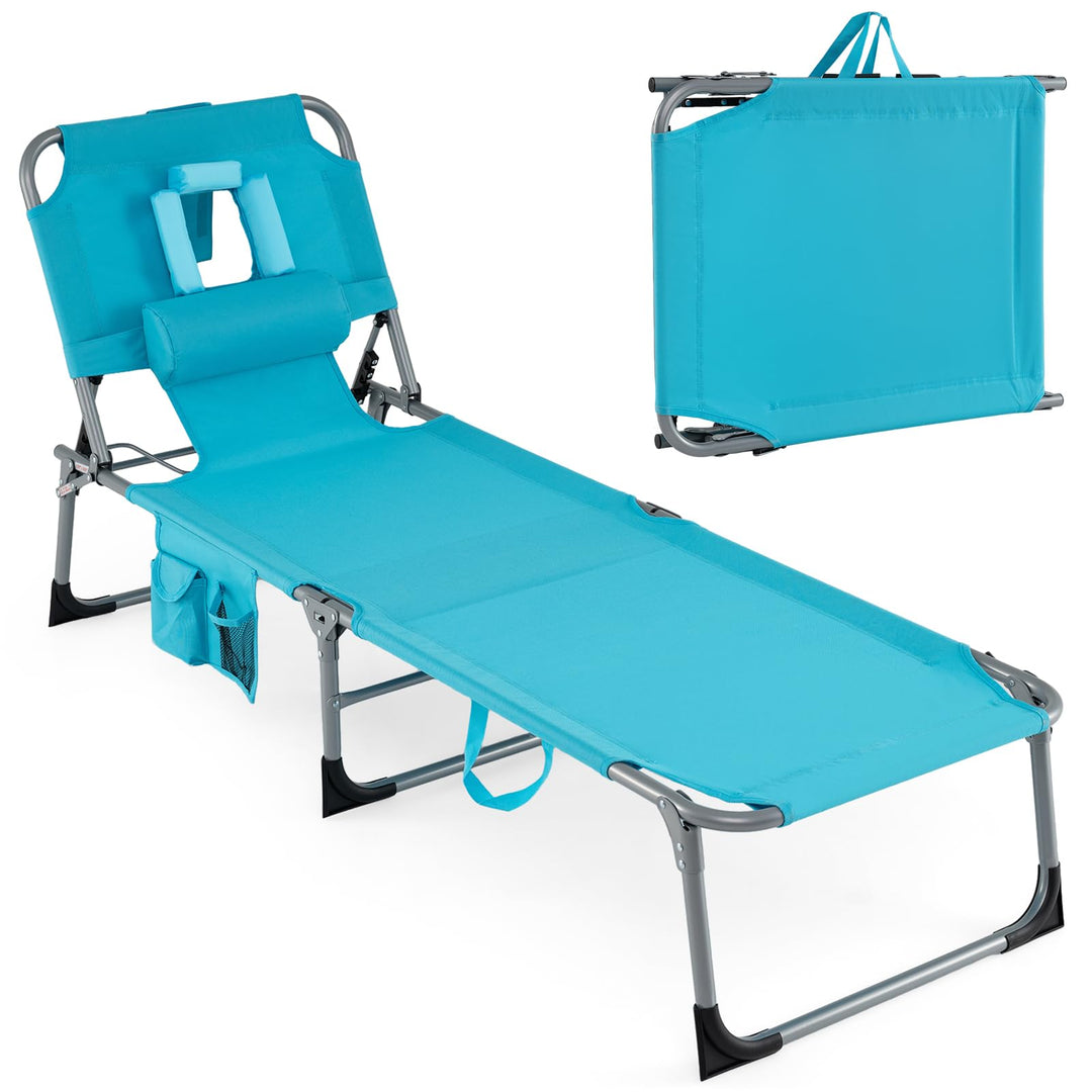Giantex Tanning Chair with Face Arm Holes Folding Chair