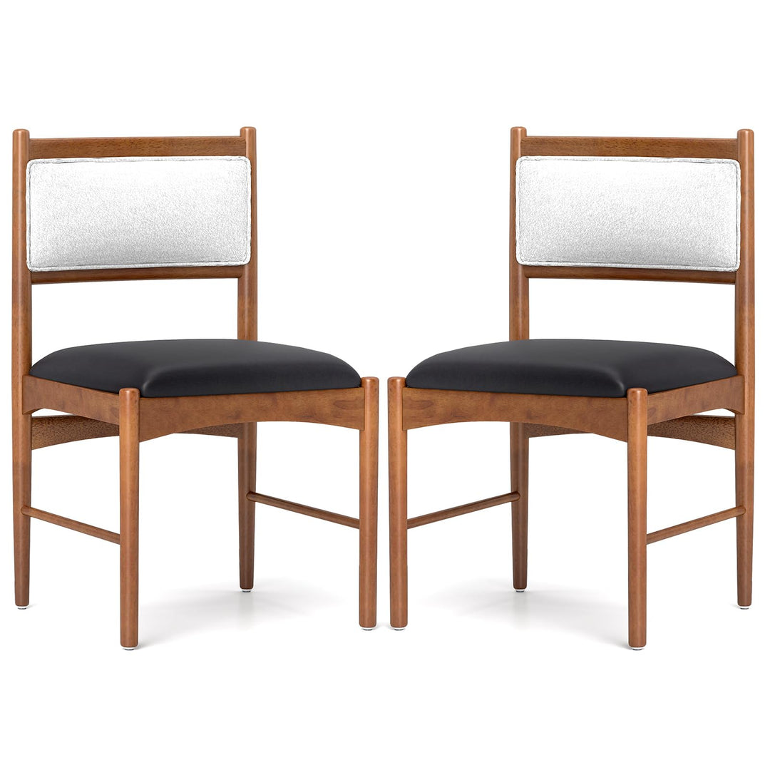 Giantex Wooden Dining Chairs, Upholstered Kitchen Chairs w/Rubber Wood Frame & Faux Leather Padded Seat