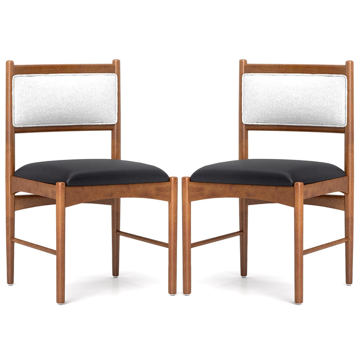 Giantex Wooden Dining Chairs, Upholstered Kitchen Chairs w/Rubber Wood Frame & Faux Leather Padded Seat