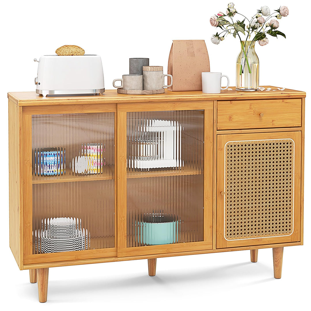 Giantex Sideboard, Bamboo Buffet Cabinet with Storage