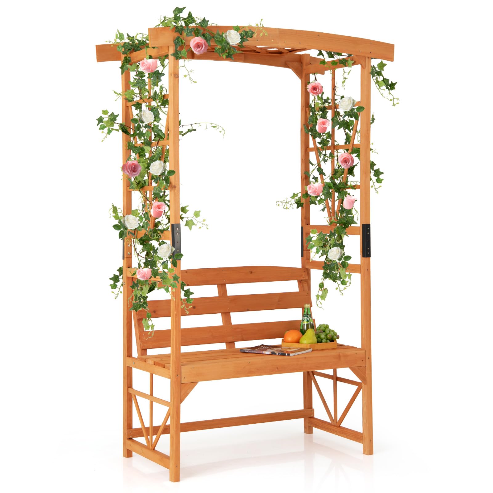 garden arch trellis wood Giantex Garden Arbor with Bench