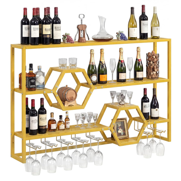 Giantex Wall Mounted Wine Rack 47” Large Floating Bar Shelves