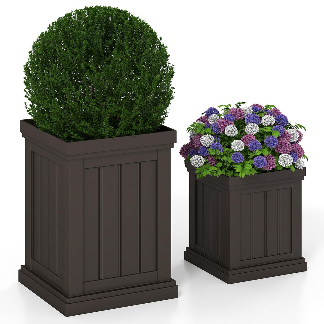Giantex 19" Large & 13” Small Flower Pots with Drainage Holes & Nesting Design