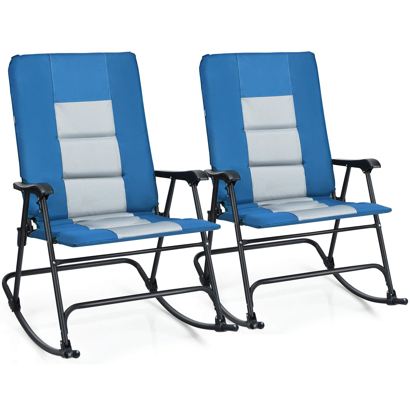Giantex Camping Rocking Chair Fold-able Oversized with Padded Armrest and Seat