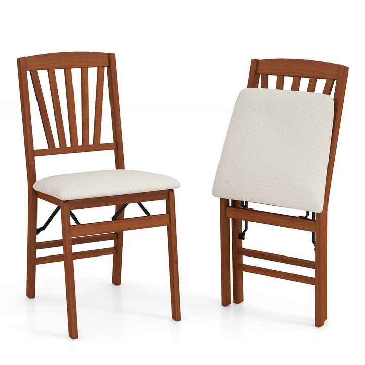 Giantex Folding Dining Chairs Set of 2/4, Modern Kitchen Chairs w/Padded Seat & Slatted Backrest, Rubber Wood Frame