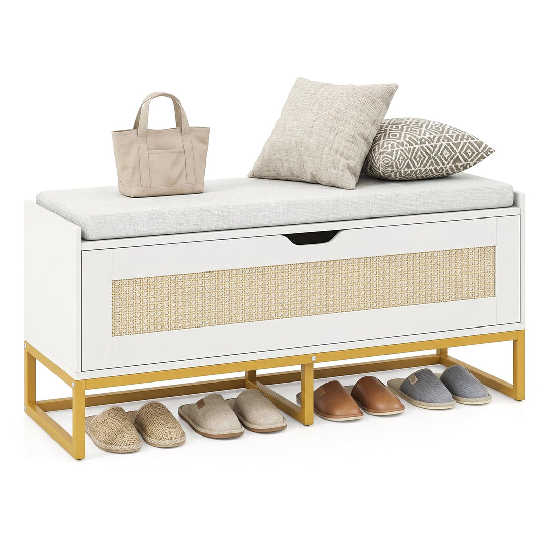Giantex Flip-Top Entryway Bench with Removable Padded Seat &amp; Hidden Storage