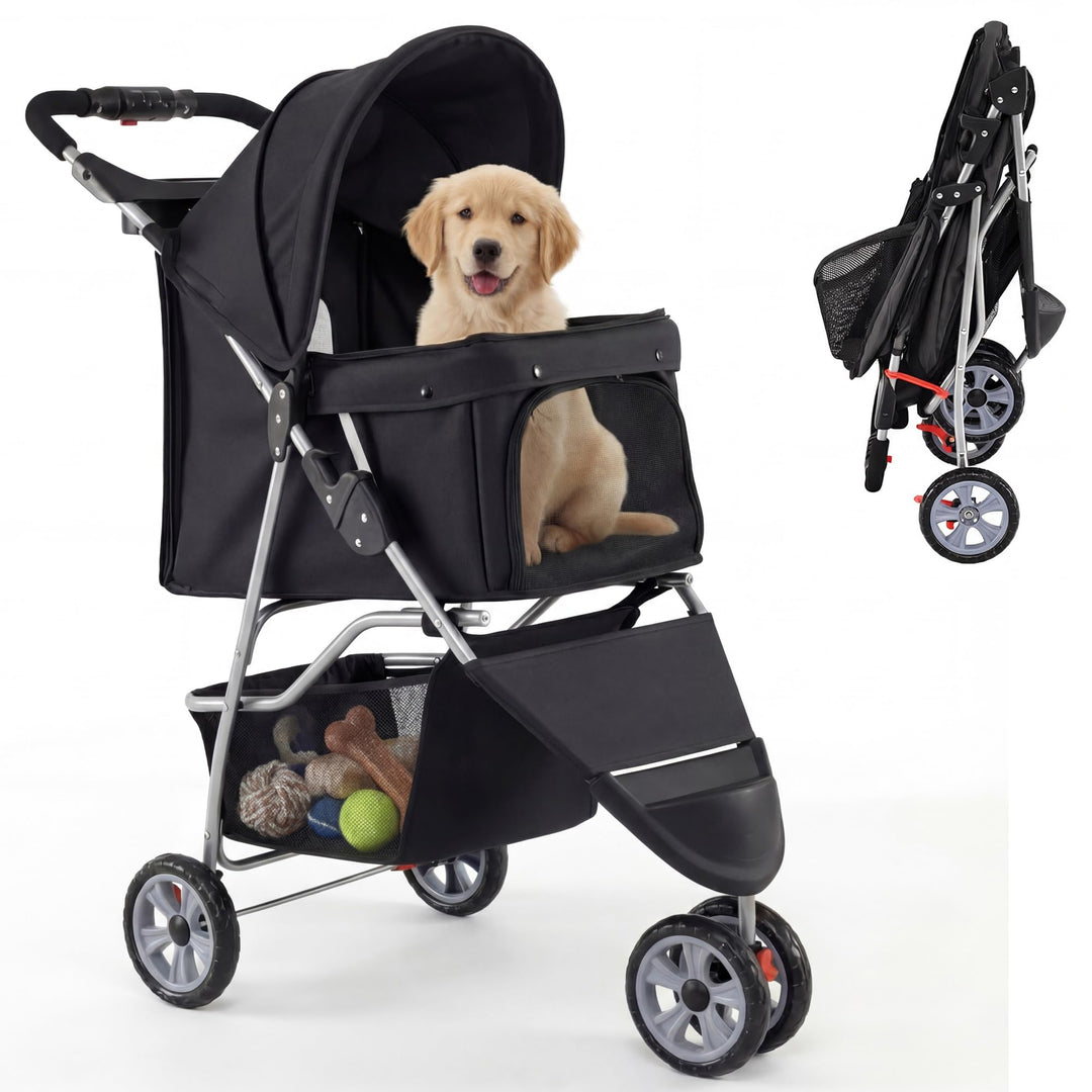 Giantex 3 Wheel Foldable Dog Stroller for Small Dogs Cats