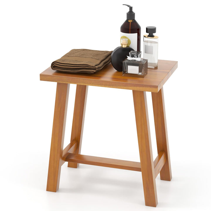 Giantex Teak Shower Bench, Waterproof Shower Stool for Shaving Legs & Spa Bath, Smooth Seat