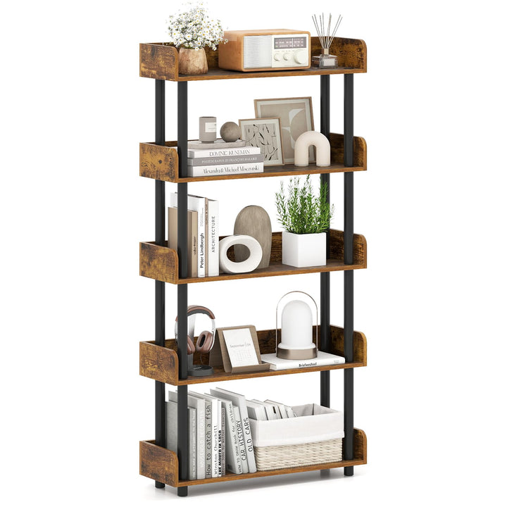 Giantex 5-Tier Bookshelf with Anti-Tipping Kit & Open Storage Organizer for Living Room Bedroom