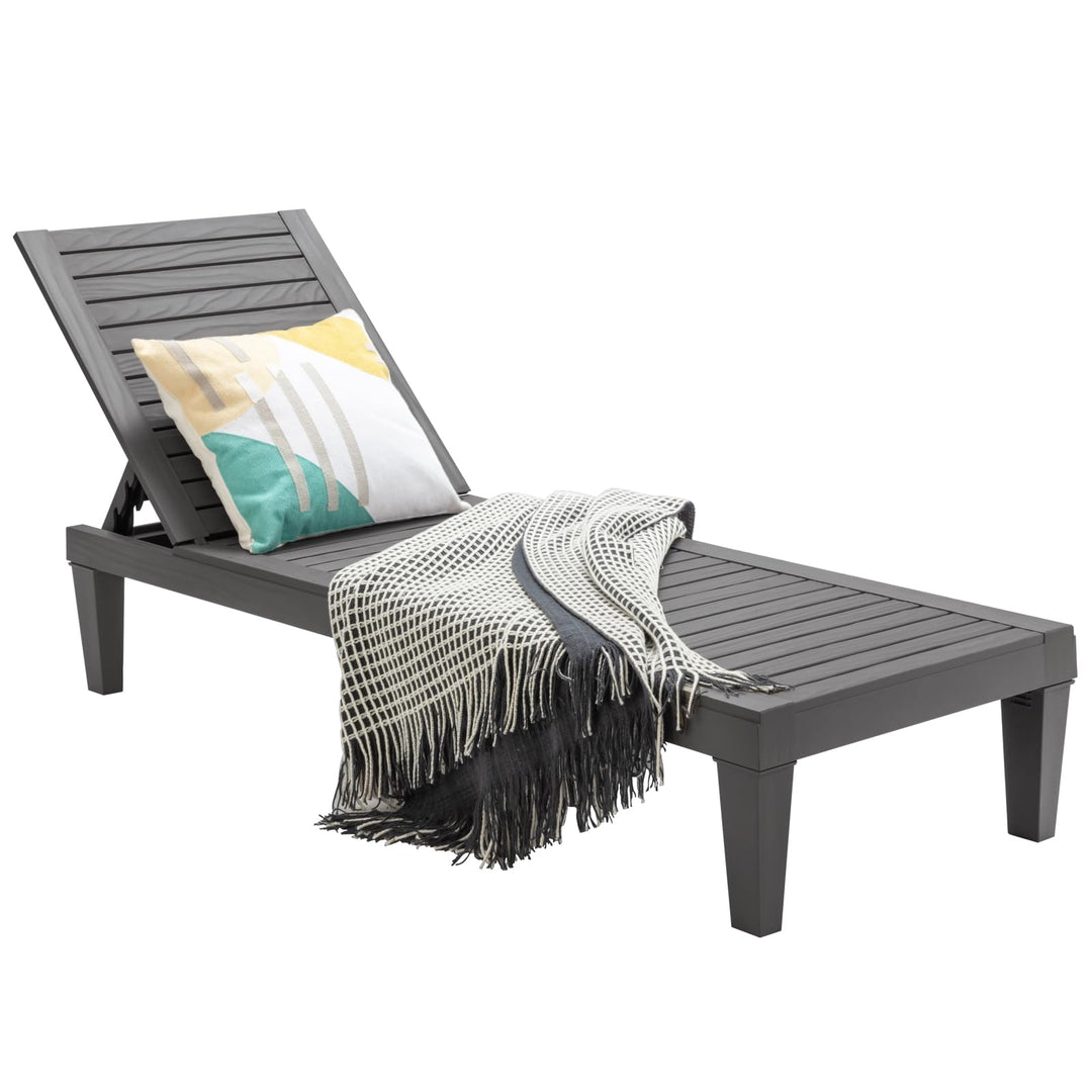 Outdoor Chaise with 5-Position Adjustable Backrest, Rust-Resistant Chaise