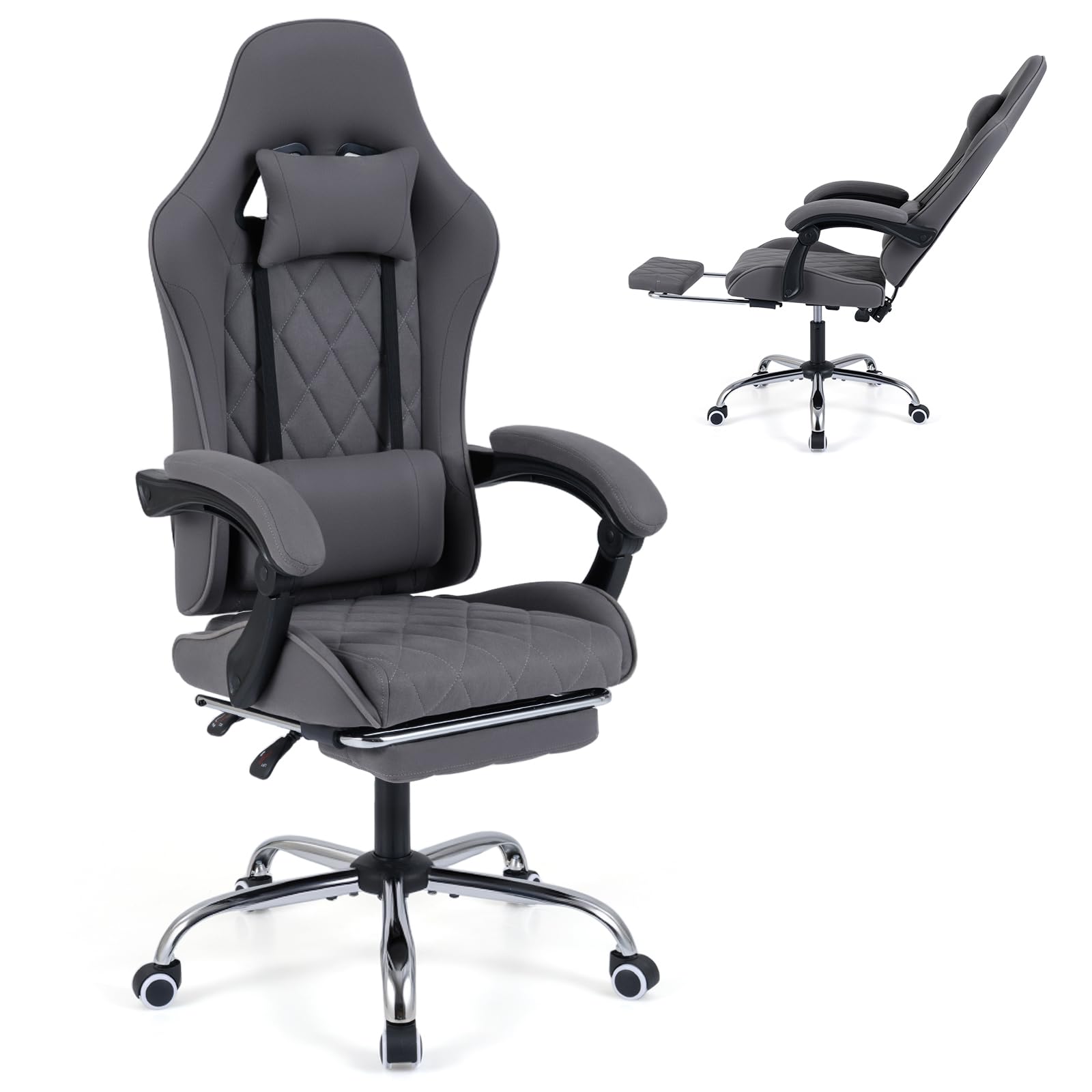 Giantex Gaming Chair Height Adjustable Computer Chair with Headrest an ...