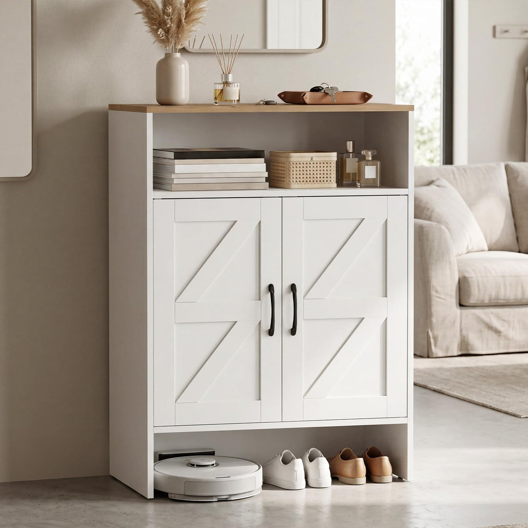 GIANTEX Shoe Cabinet with 2 Barn Doors and 2 Adjustable Shelves