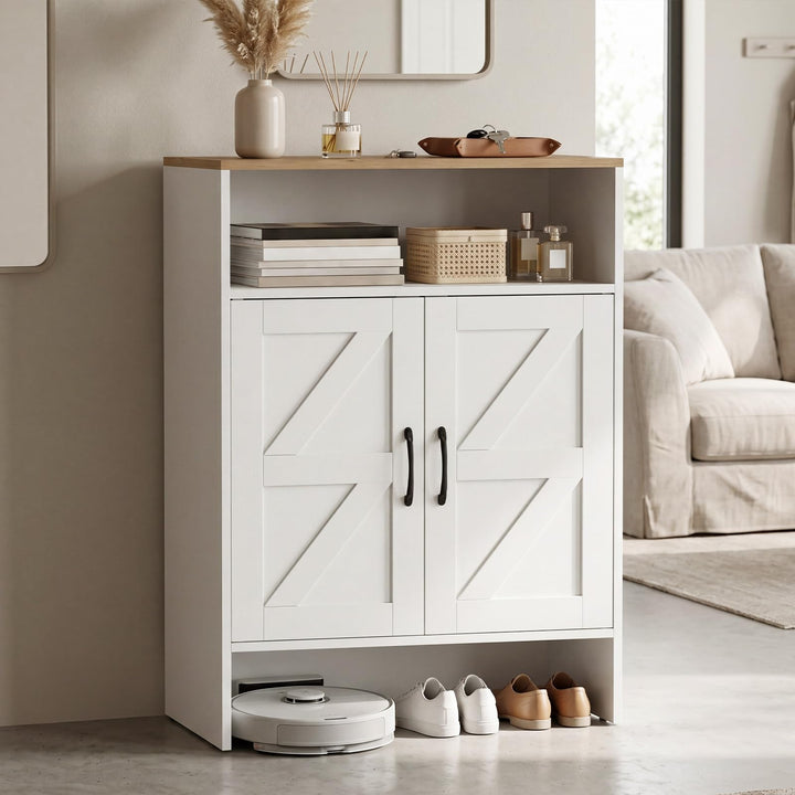 GIANTEX Shoe Cabinet with 2 Barn Doors and 2 Adjustable Shelves