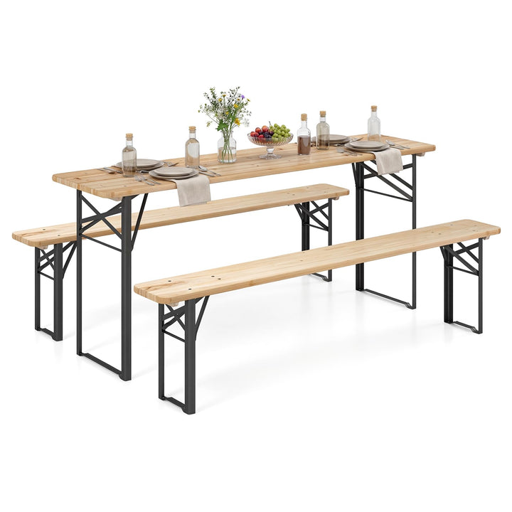 3-Piece Folding Picnic Table with Benches Set (70&