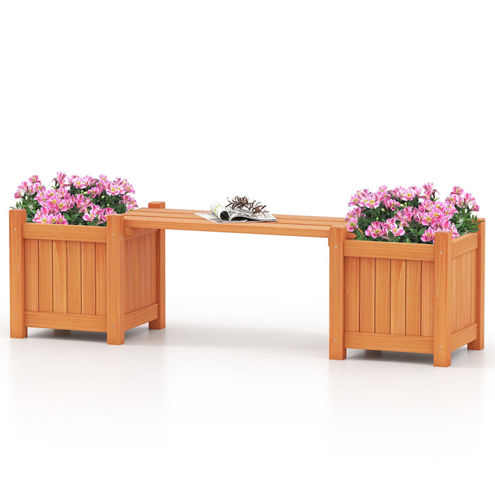 Giantex Outdoor Bench with Raised Garden Beds (42"x11"x11.5")