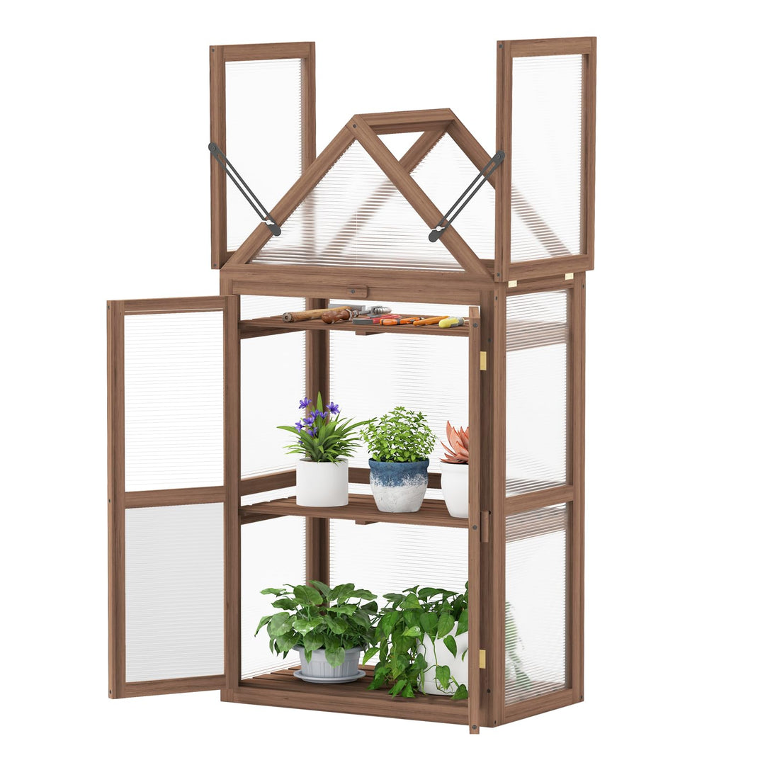 Giantex Garden Cold Frame Mini Greenhouse Storage Shelves