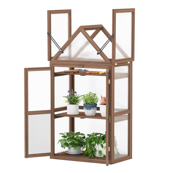Giantex Garden Cold Frame Mini Greenhouse Storage Shelves