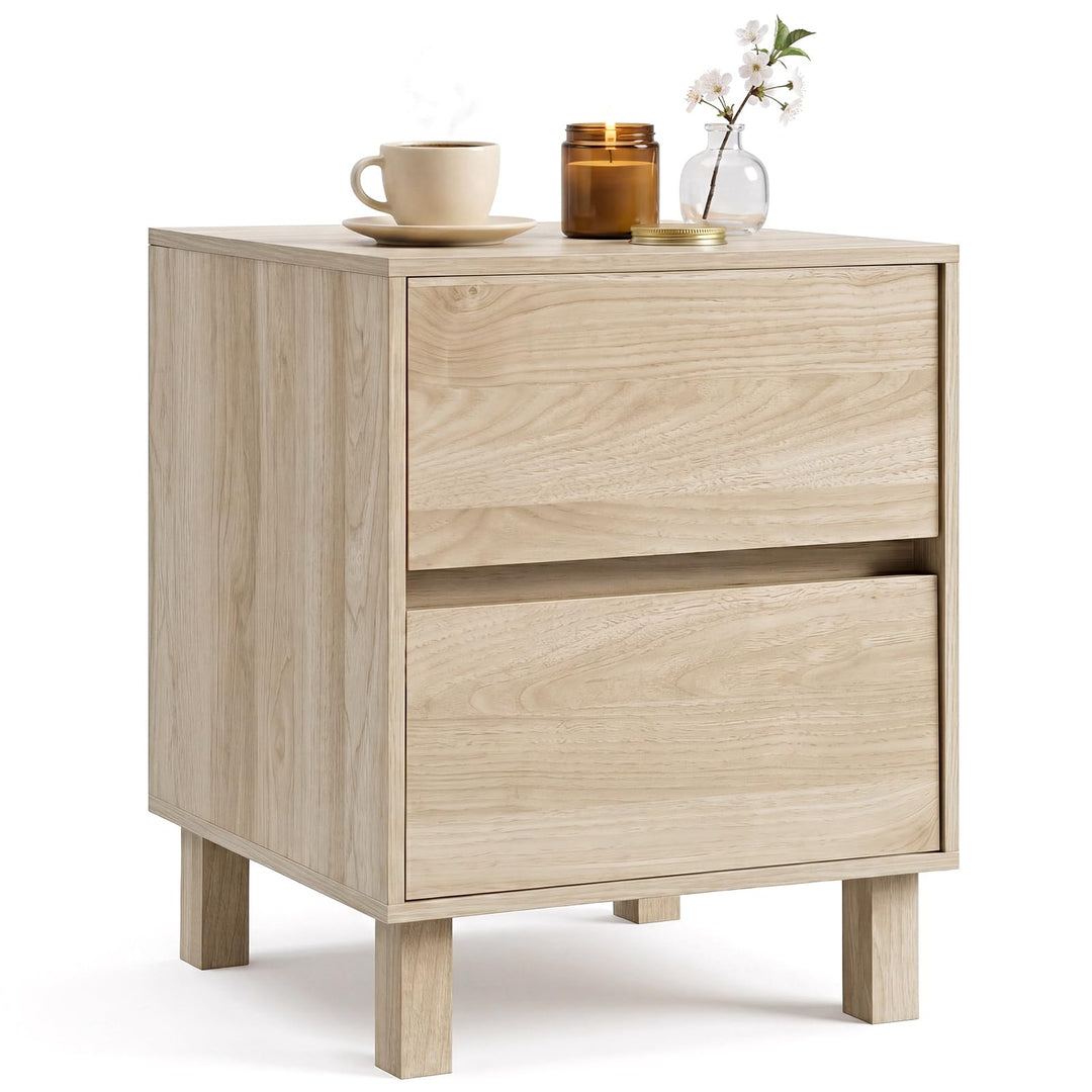 Giantex Modern Wood Night Stand w/2 Storage Drawers (1/2)