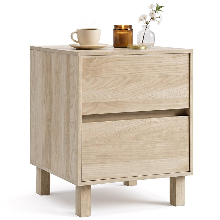 Giantex Modern Wood Night Stand w/2 Storage Drawers (1/2)