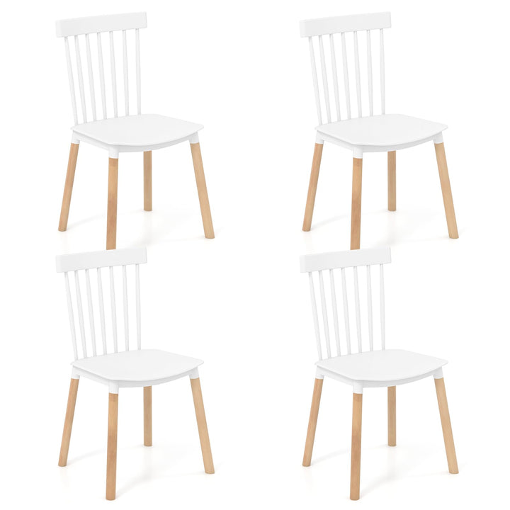 Giantex Set of 4 Windsor Dining Chairs White, Modern Kitchen Chairs w/Spindle Backs & Curved Seats