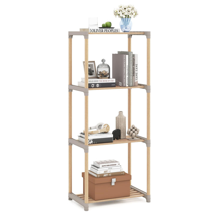 Giantex 4-Tier Bookshelf | Pine Wood Bookcase with Open Shelves