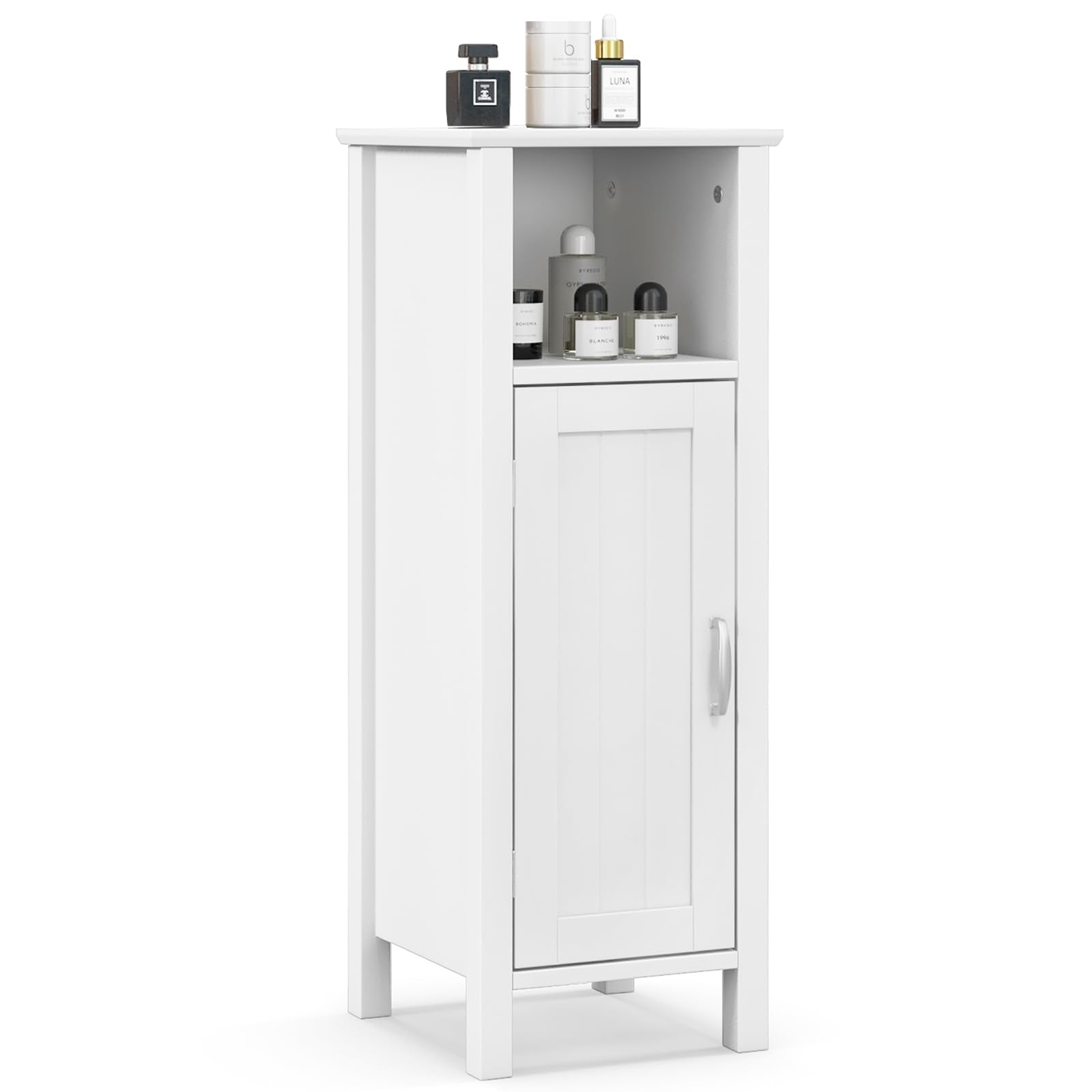 Giantex Narrow Bathroom Storage Cabinet - Corner Unit with Open Compartment, Adjustable Shelf