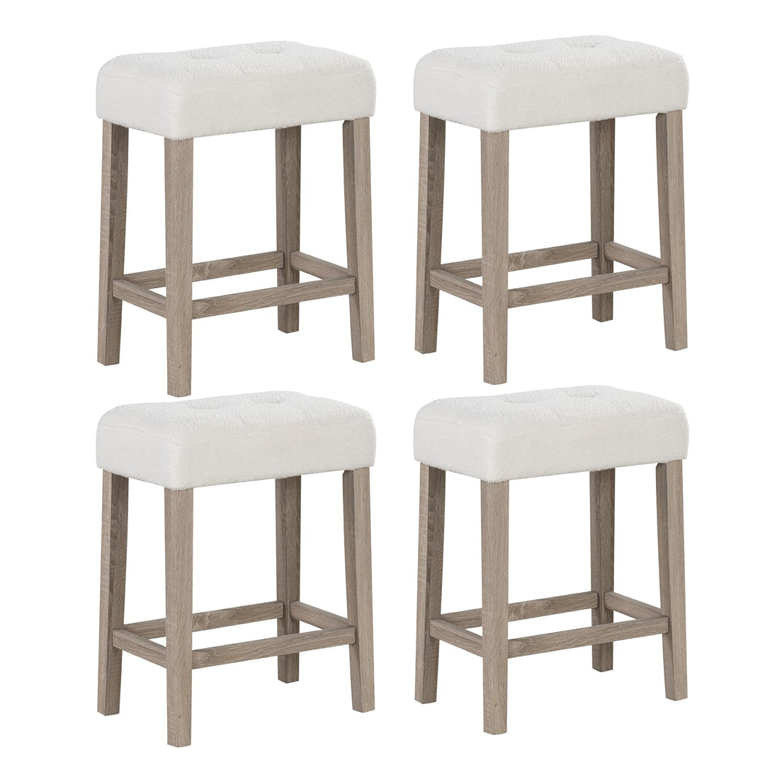 Giantex Sherpa Bar Stools, 24" Counter Height Kitchen Bar Stools with Cushioned Seat