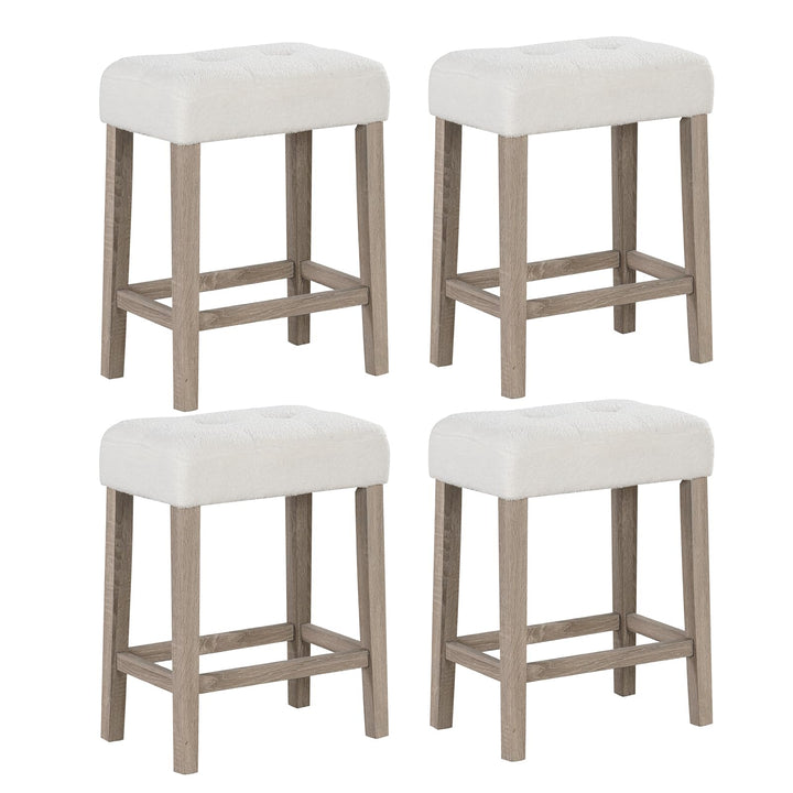 Giantex Sherpa Bar Stools, 24" Counter Height Kitchen Bar Stools with Cushioned Seat