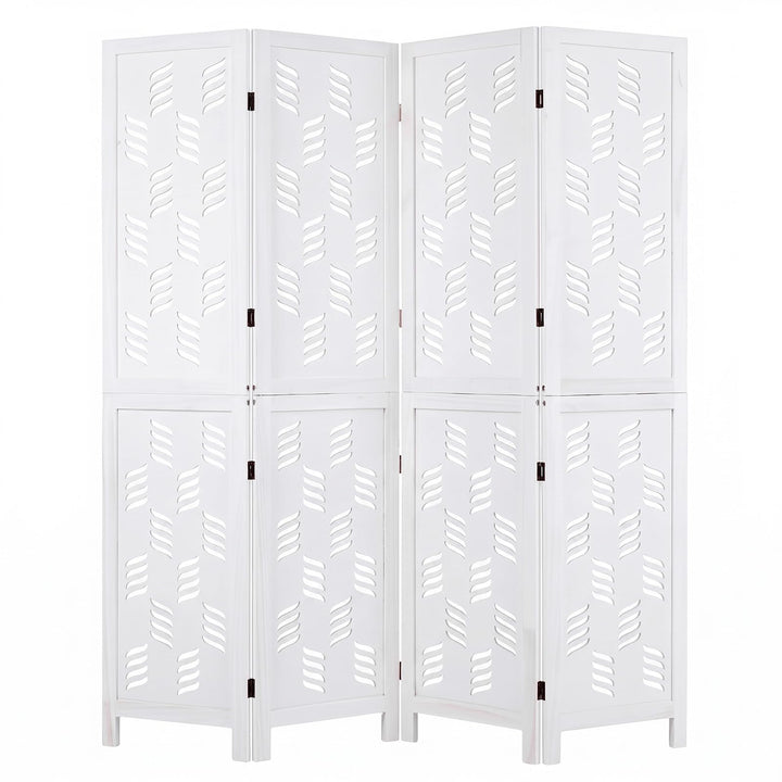 GIANTEX Folding Room Divider | Wood Privacy Screen with Wave Cutout