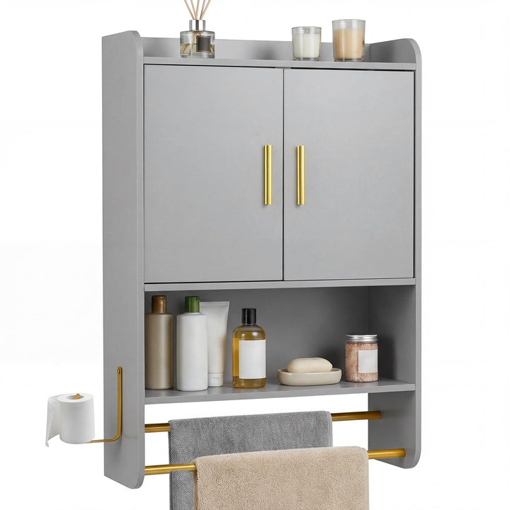 Giantex Bathroom Wall Mounted Medicine Cabinet w/Towel Bars &amp; Toilet Paper Holder