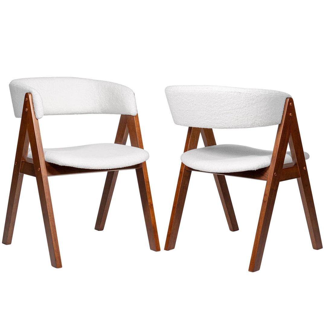 Giantex Wooden Dining Chairs Set of 2/4 Modern Sherpa Upholstered Kitchen Chair