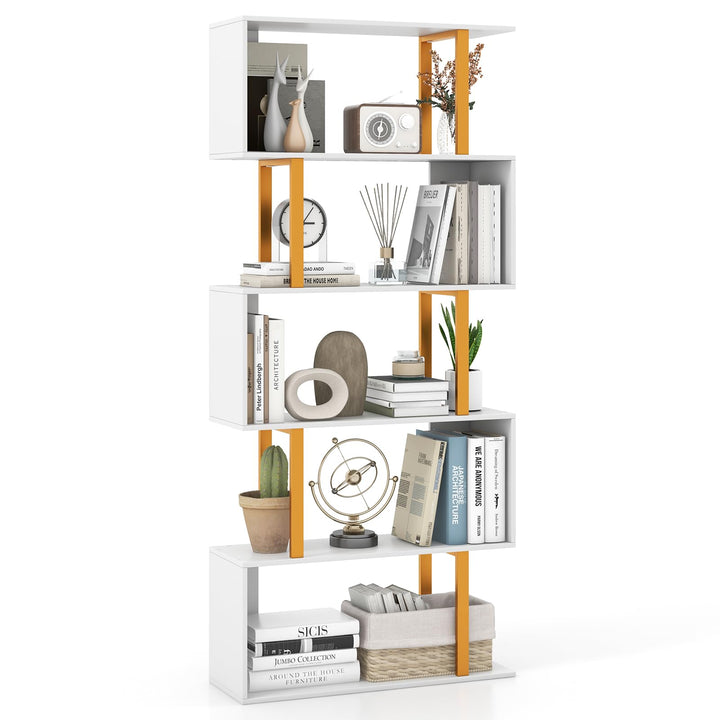Giantex 5-Tier Geometric Bookcase Freestanding Display Shelf Rack