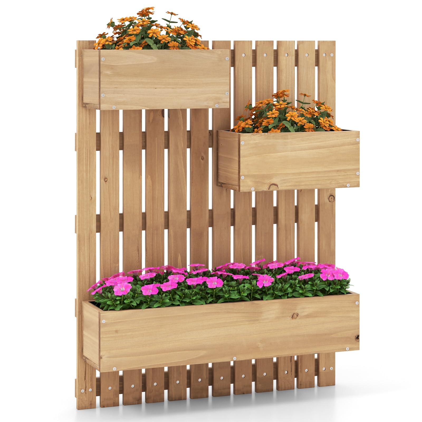 Giantex Wall-Mounted Raised Garden Bed w/Trellis Board