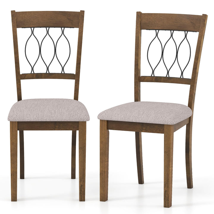 Giantex Dining Chairs Set of 2/4 Fabric Upholstered Armless Kitchen Chairs w/Hollowed Backrest