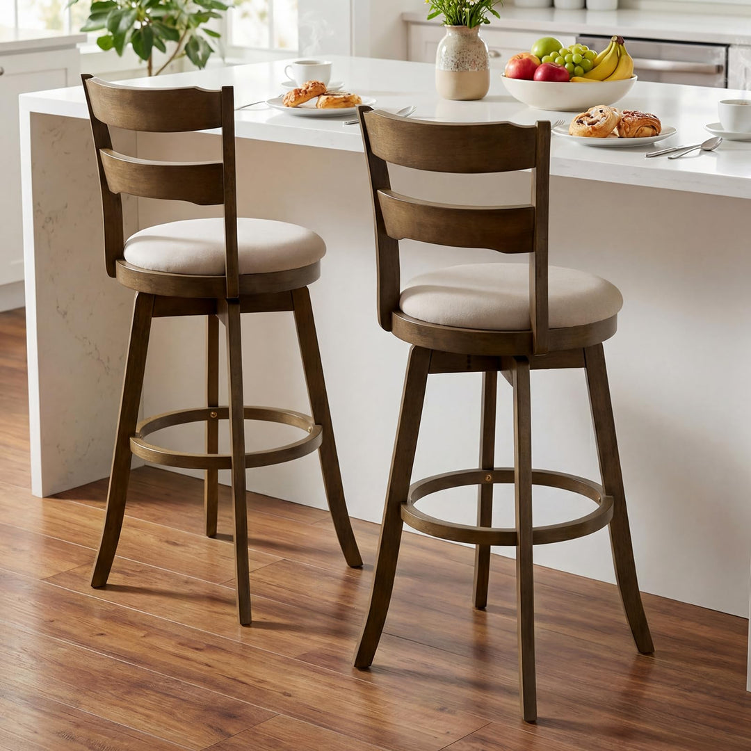 Giantex 30.5" Swivel Bar Stools Set of 2/4 with Fabric Upholstered Seat, High Back