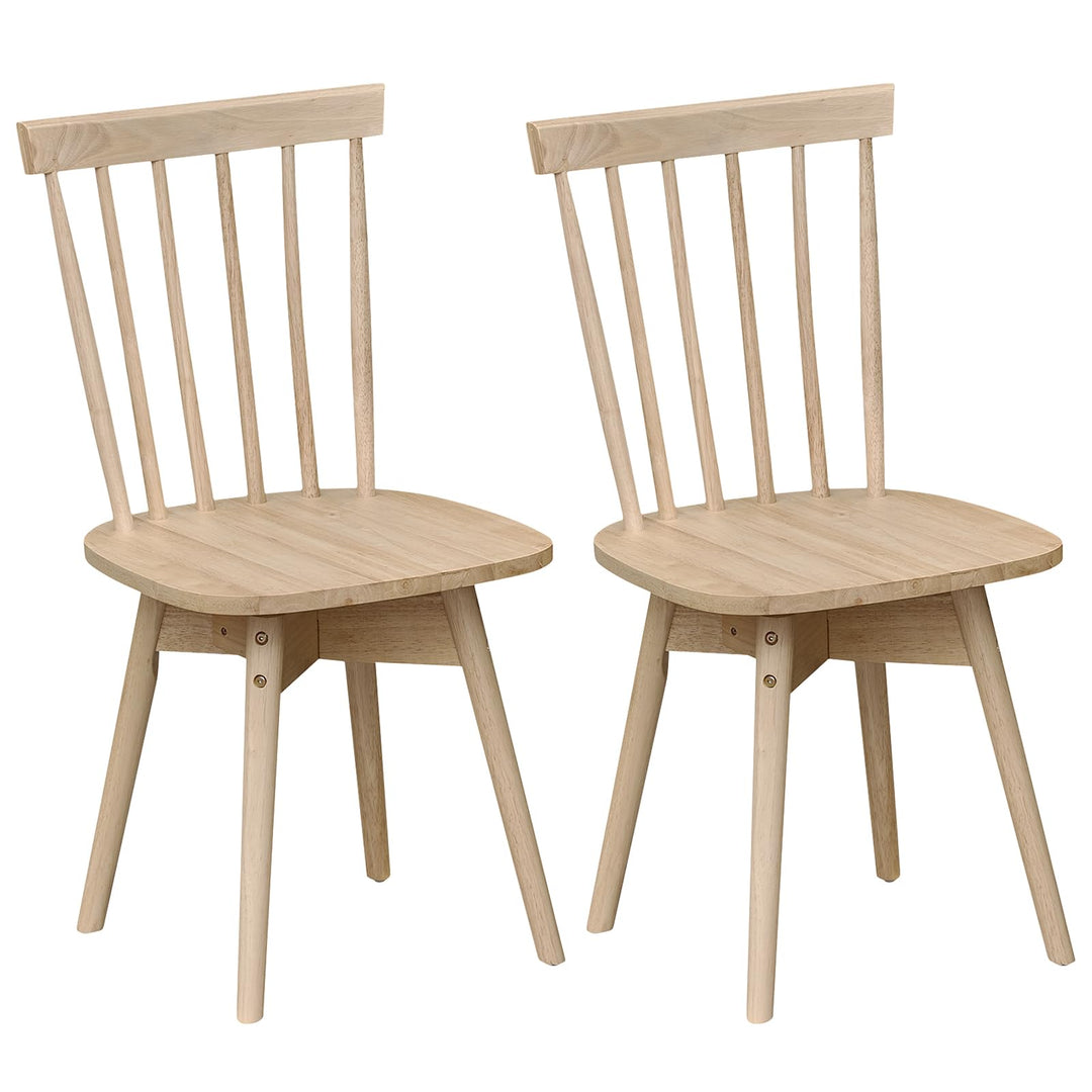 Giantex Windsor Mid Century Rubber Wood Kitchen Chairs with Swivel Seat &amp; Spindle Back (2/4)