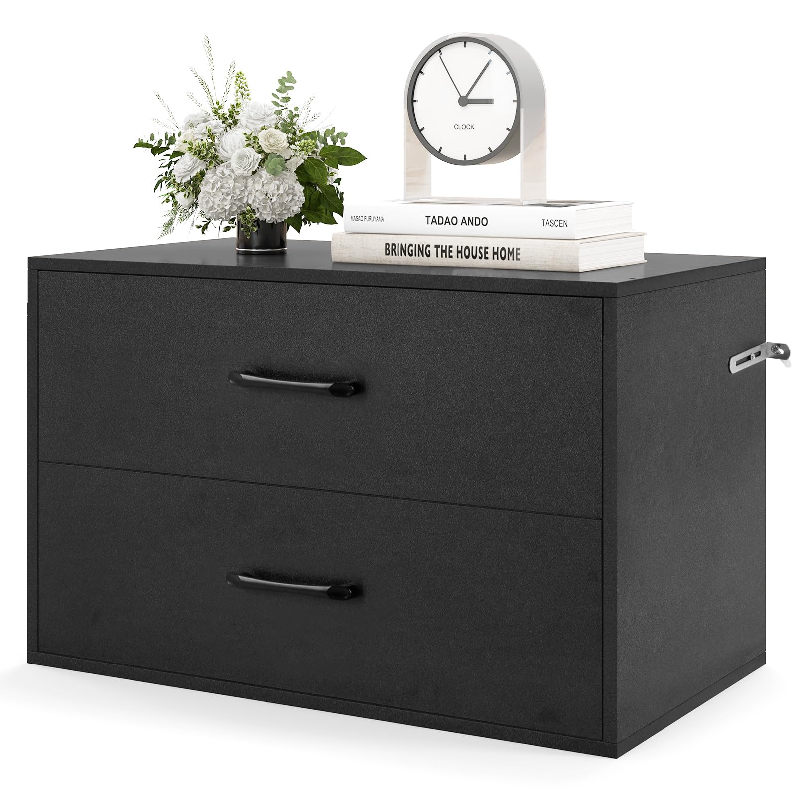 Giantex Stackable Drawers for Closet, 2-Drawer Short Dresser, Multi-Purpose Storage Cube with Anti-Scratch Pads(1/2, Black)