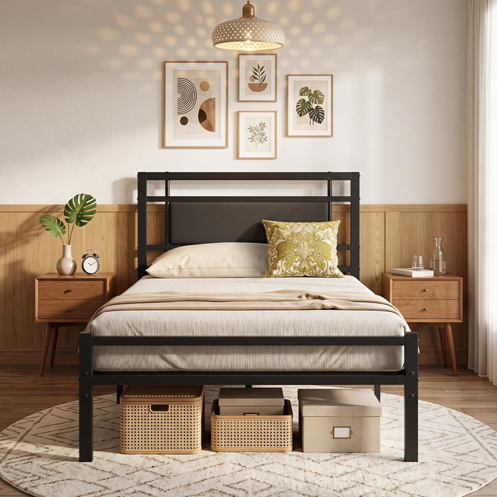 GIANTEX Twin Size Metal Bed Frame with Headboard &amp; Footboard