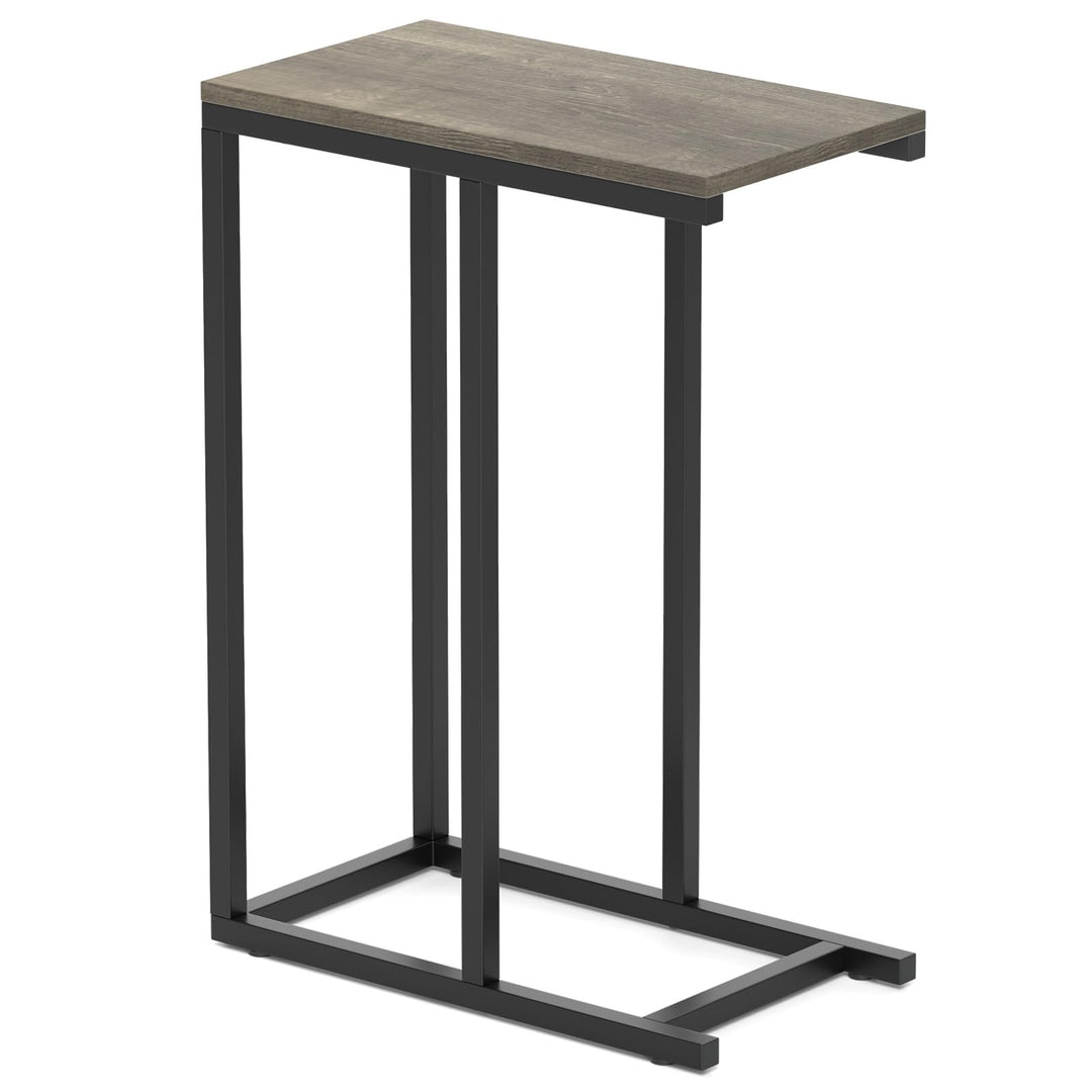 Giantex C Shaped End Table, Small Side Table for Sofa, Couch Table That Slide Under with Metal Frame