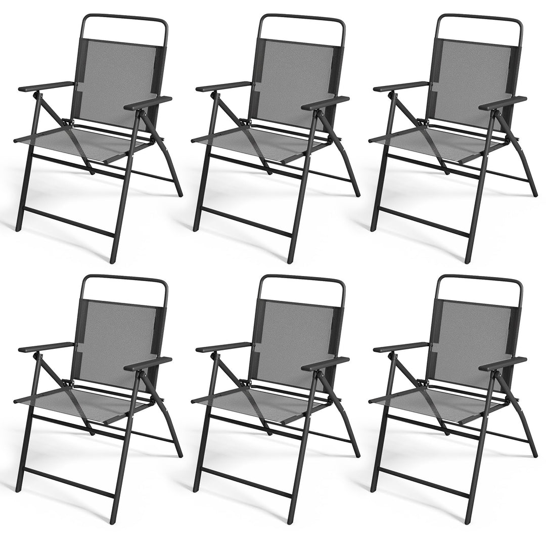 Giantex 6 Pieces Patio Folding Chairs, Outdoor Patio Chairs with Rustproof Metal Frame