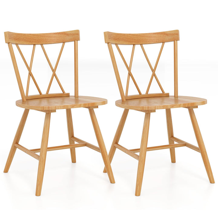 Giantex Wooden Dining Chairs Set of 2/4, Farmhouse Windsor Kitchen Chairs w/Cross Back, Wide Seat